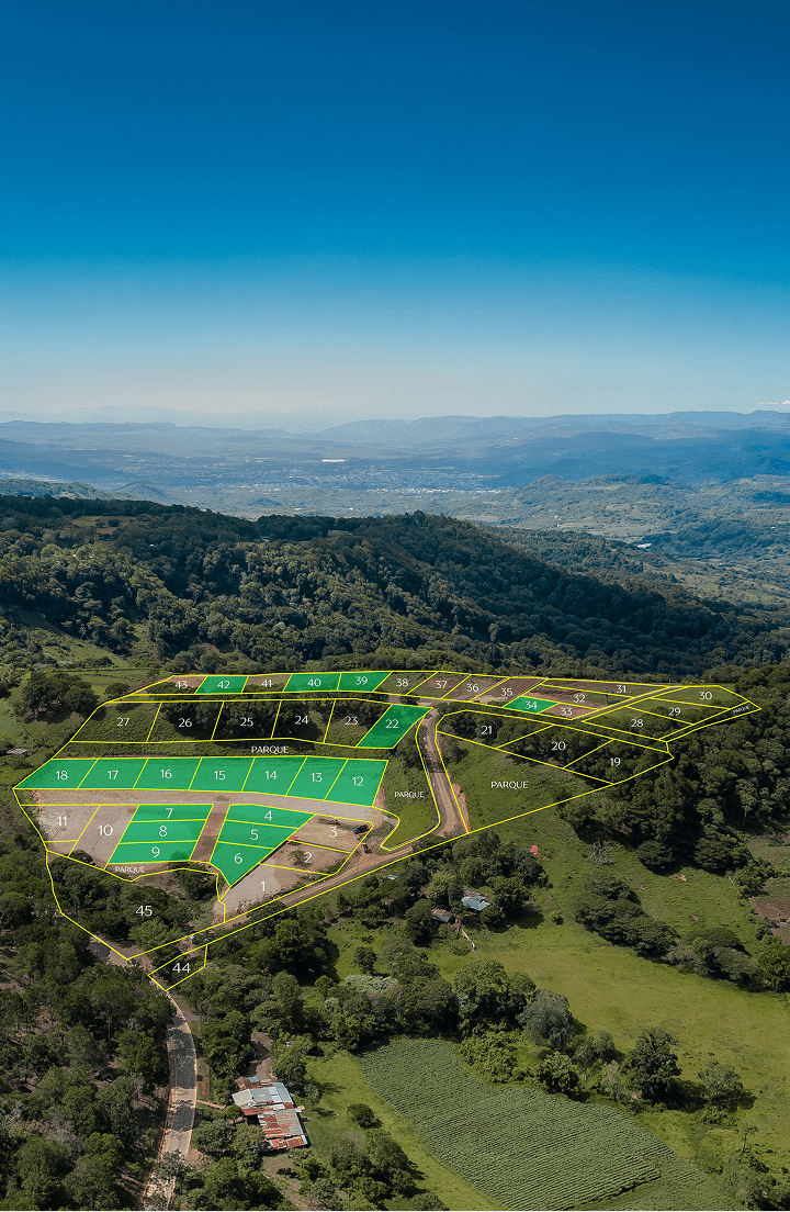 Vista aérea de los lotes disponibles de Finca Kalli